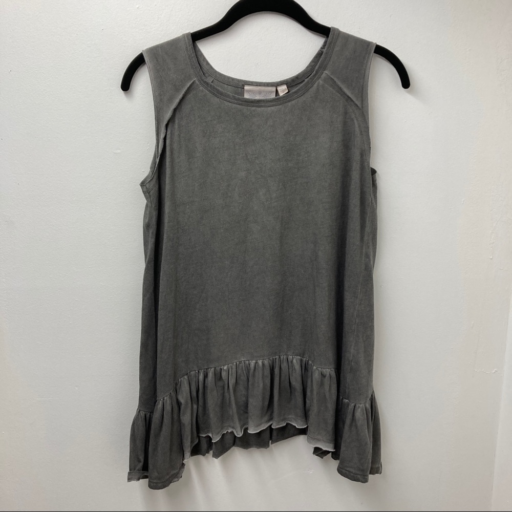 Dantelle Gray Sleeveless Peplum Crew Neck Top Womens Size S